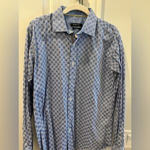 Mens Bugatchi casual button down. Blue checkered size Med.